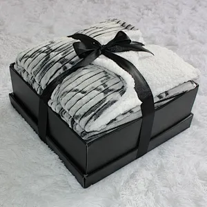 Geometric Striped Knit Throw Blanket Textured Chain Link Pattern Boho Style Soft Woven Blanket for Sofa Bed Home Decor